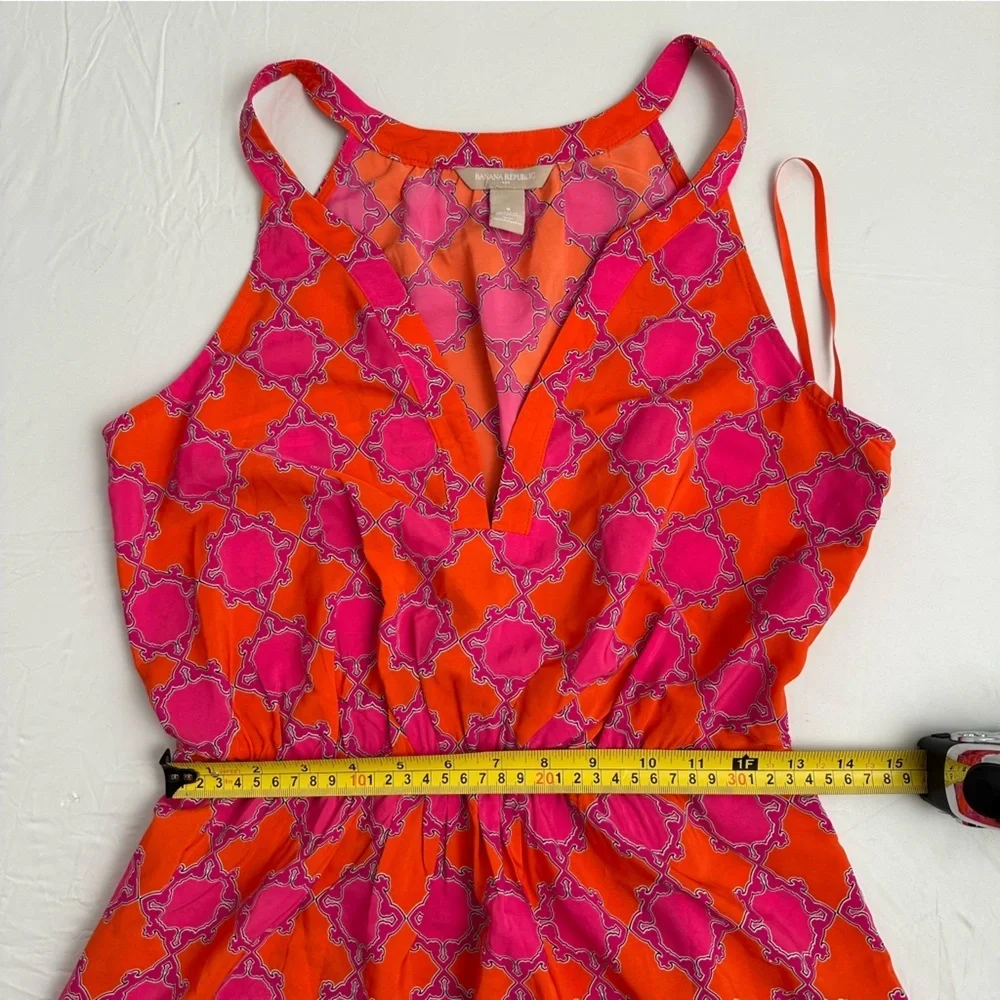 Banana Republic orange and pink print v-neck maxi dress 6 - Picture 9 of 11